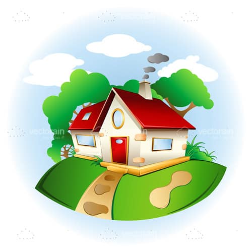Sweet Countryside Home Illustration